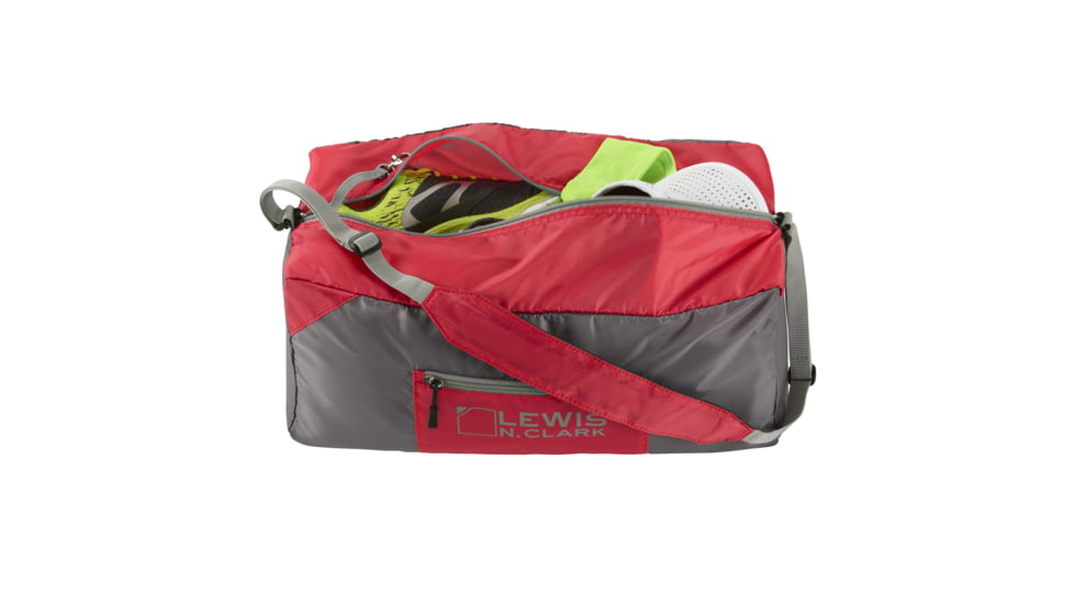 Lewis N. Clark 18in Packable Duffel with Neoprene Zip Pouch, Red/Gray, One Size, 1760RED