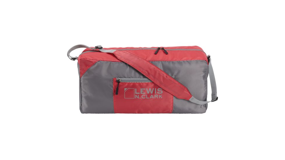 Lewis N. Clark 18in Packable Duffel with Neoprene Zip Pouch, Red/Gray, One Size, 1760RED