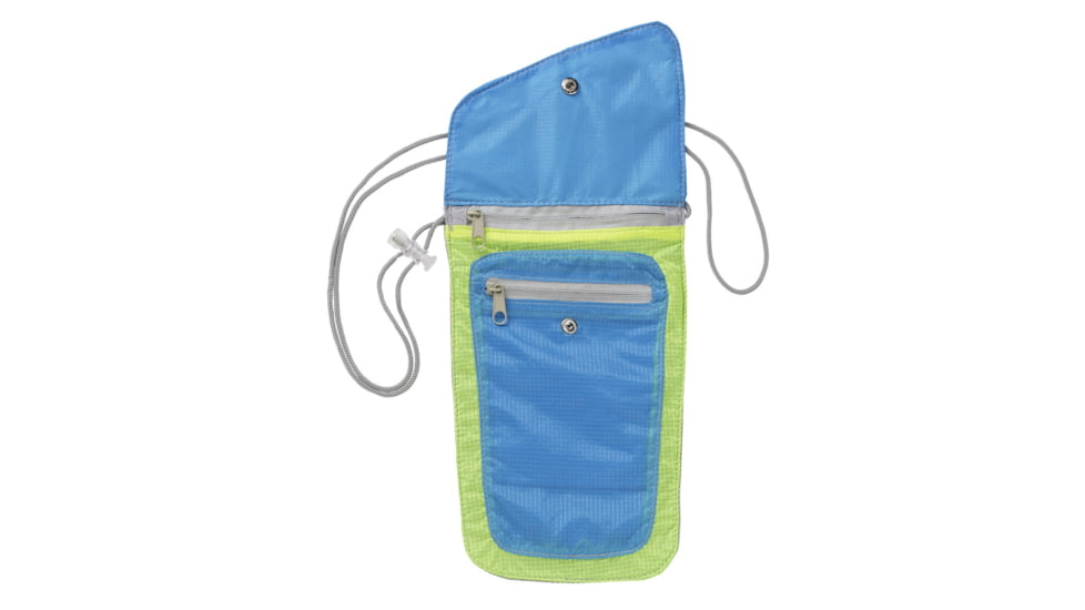 Lewis N Clark ElectroLight Overseas Trip Neck Stash,8x5in,Bright Blue/Neon Lemon 1118BLU