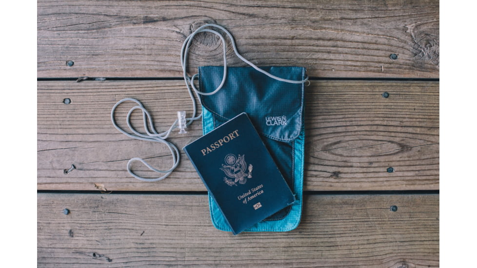 Lewis N Clark ElectroLight Overseas Trip Neck Stash,8x5in,Bright Blue/Neon Lemon 1118BLU