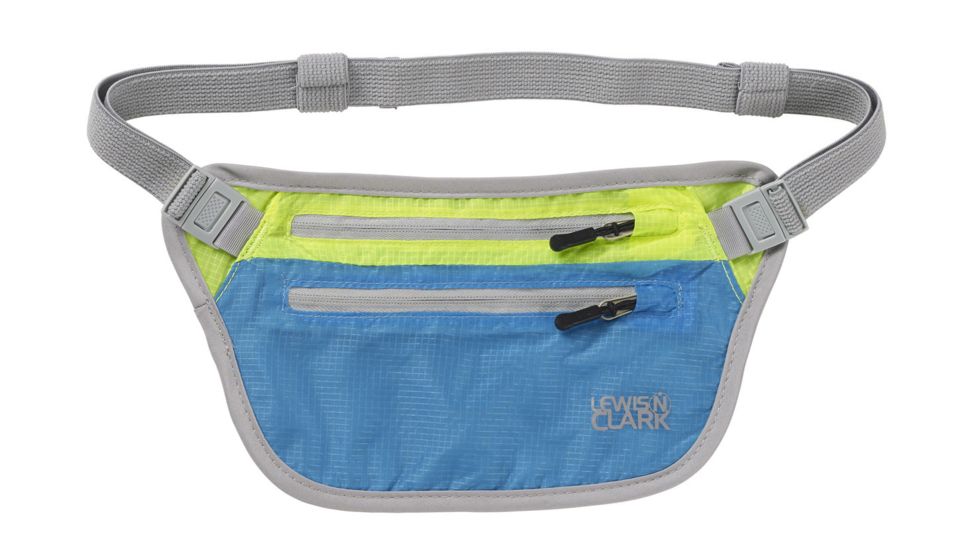 Lewis N Clark ElectroLight Overseas Trip Neck Stash,8x5in,Bright Blue/Neon Lemon 1119BLU
