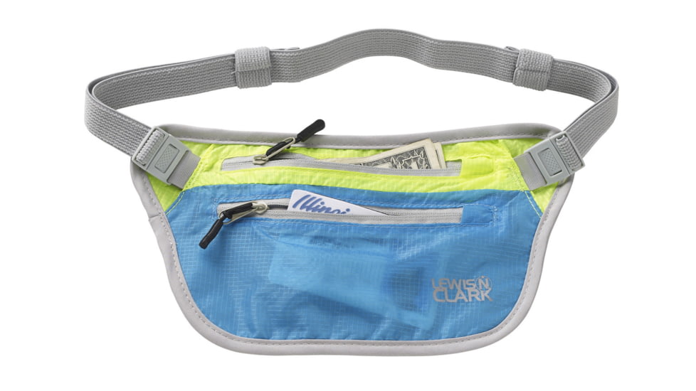 Lewis N Clark ElectroLight Overseas Trip Neck Stash,8x5in,Bright Blue/Neon Lemon 1119BLU