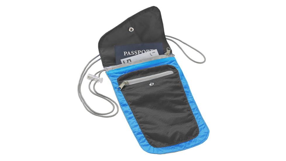 Lewis N Clark ElectroLight Overseas Trip Neck Stash,8x5in,Charcoal/Bright Blue 1118CHR