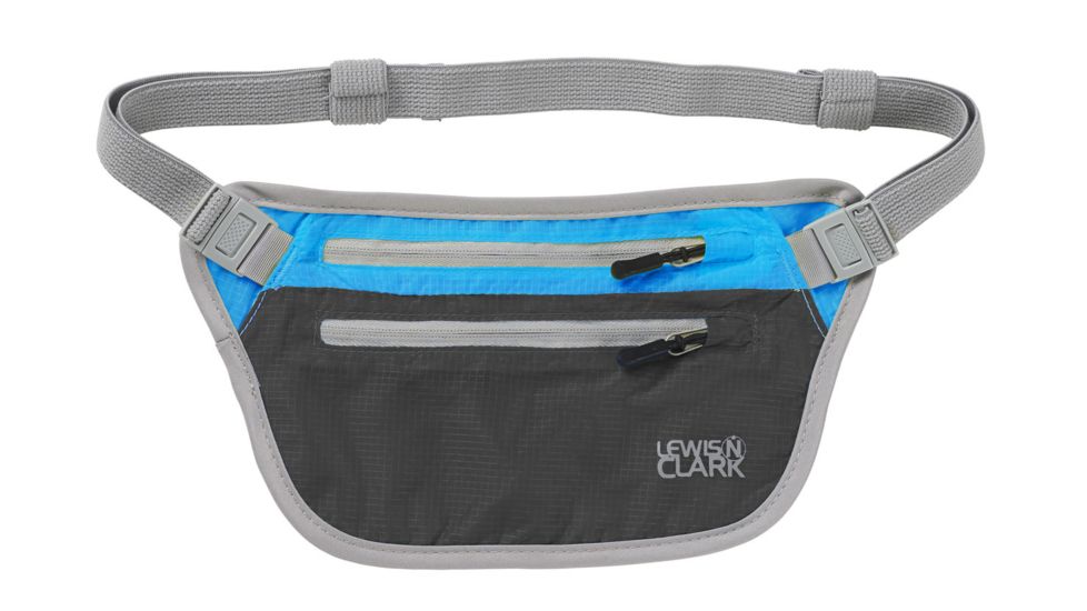 Lewis N Clark ElectroLight Overseas Trip Neck Stash,8x5in,Charcoal/Bright Blue 1119CHR