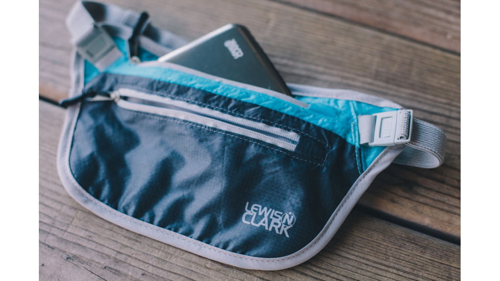 Lewis N Clark ElectroLight Overseas Trip Neck Stash,8x5in,Charcoal/Bright Blue 1119CHR