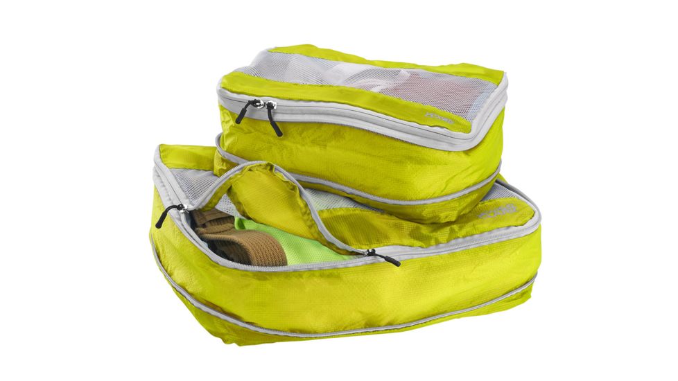 Lewis N Clark ElectroLight Packing Cube Set,Pack of 2,Medium and Large,Neon Lemon 1125NEO