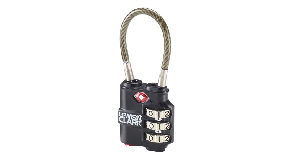 Lewis N. Clark Travel Sentry Indicator Heavy-Duty Cable Lock, Black, One Size, TSA100