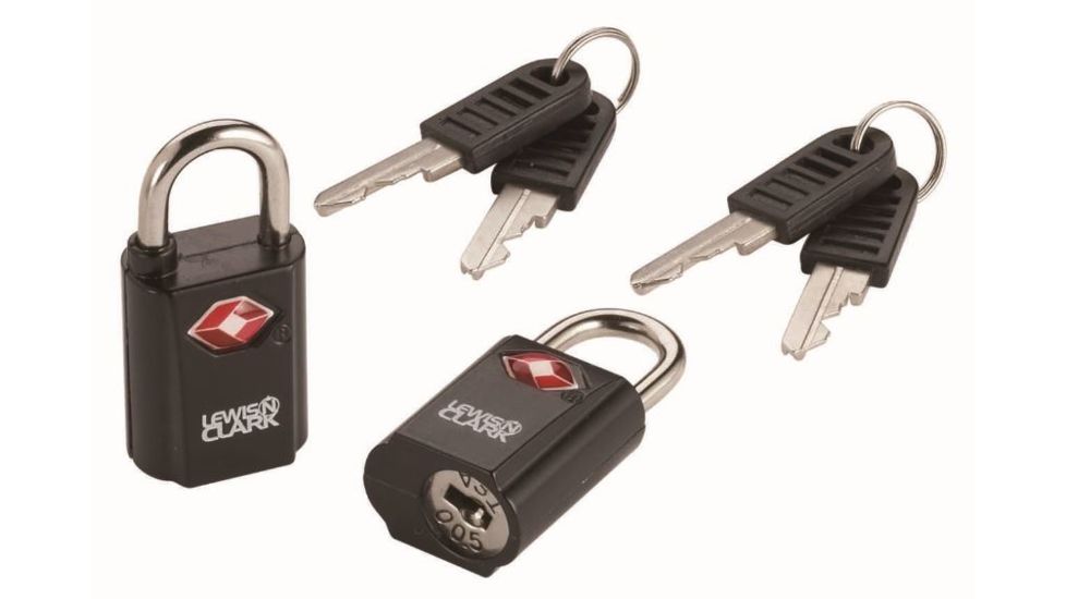 Lewis N Clark Travel Sentry Mini Padlock Set, 2-Pack, Black TSA21