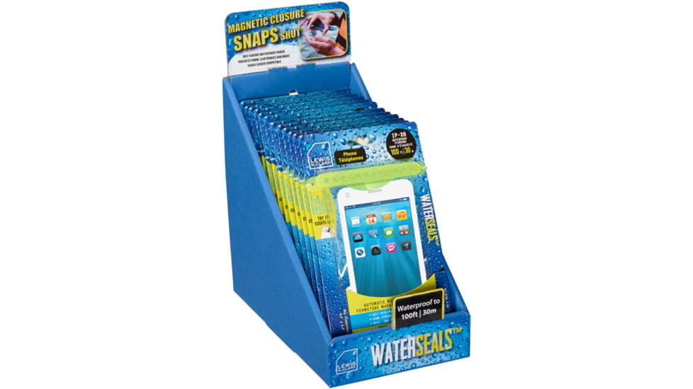 Lewis N. Clark WaterSeals Waterproof Magnetic Phone Pouch Display, Blue/Yellow, 1384PREPK