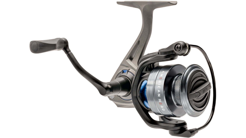 Lew’s American Hero Spinning Reel, SZ 400 Reel, 4+1 Bearings, 6.2-1 Ratio, Graphite Frame, Speed Gears, Speed Lube, Multi-Disc Drag, Gray/Black/Blue, AH400G2