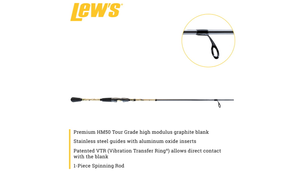 Lew’s American Hero Tier 1 Spinning Rod, 7ft 2in, 1-PC, Medium, Fast, AHT172MFS