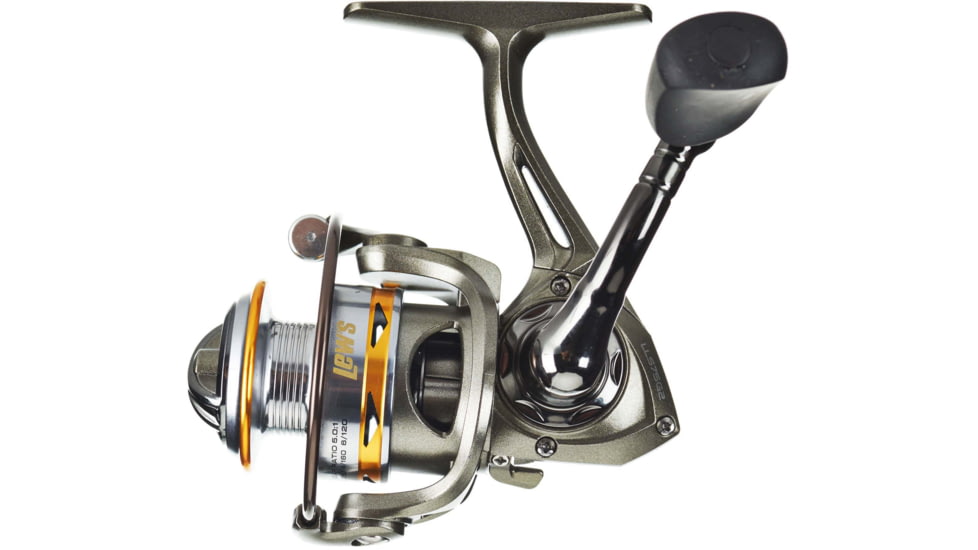 Lew’s Laser Lite Spinning Reel, SZ 50 Reel, 6+1 Bearings, 5.0-1 Ratio, Graphite Frame and Sideplate, Speed Lube, Multi-Disc Drag, Reversible Retrieve, Metallic Gray/Silver/Gold, LLS50G2
