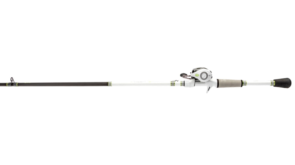 Lew’s MACH 1 Baitcast Reel and Rod Combo, 7ft 2in, 1-PC IM7 Graphite Rod, Medium-Heavy, Fast, 7+1 Bearings, 7.5-1 Ratio, RH Retrieve, White/Black/Gray/Green, MH1SH72MHG3
