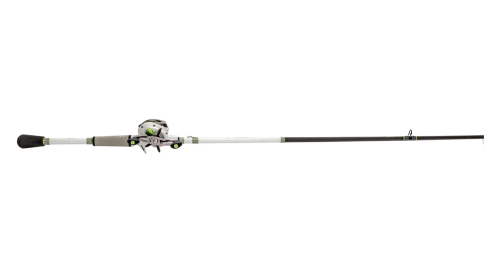 Lew’s MACH 1 Baitcast Reel and Rod Combo, 7ft 2in, 1-PC IM7 Graphite Rod, Medium-Heavy, Fast, 7+1 Bearings, 7.5-1 Ratio, RH Retrieve, White/Black/Gray/Green, MH1SH72MHG3