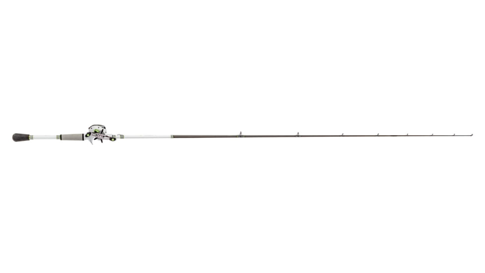 Lew’s MACH 1 Baitcast Reel and Rod Combo, 7ft 2in, 1-PC IM7 Graphite Rod, Medium-Heavy, Fast, 7+1 Bearings, 7.5-1 Ratio, RH Retrieve, White/Black/Gray/Green, MH1SH72MHG3