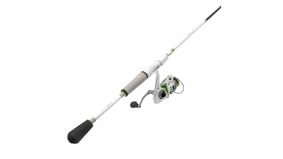 Lew’s MACH 1 Spinning Reel and Rod Combo, 6ft 6in, 2-PC IM7 Graphite Rod, Medium, Fast, SZ 300 Reel, 9+1 Bearings, 6.2-1 Ratio, White/Black/Gray/Green, MH3066MSG3-2