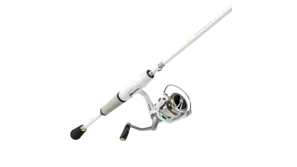 Lew’s MACH 1 Spinning Reel and Rod Combo, 6ft 6in, 2-PC IM7 Graphite Rod, Medium, Fast, SZ 300 Reel, 9+1 Bearings, 6.2-1 Ratio, White/Black/Gray/Green, MH3066MSG3-2