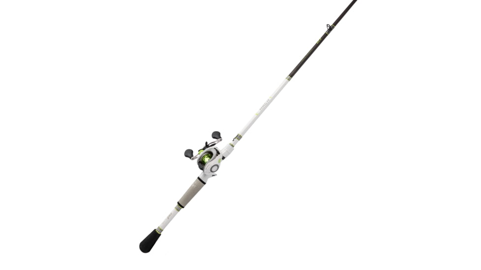 Lew’s MACH 1 SS Baitcast Reel and Rod Combo, 6ft 9in, 1-PC, Med-Light, Fast IM7 Rod, 7+1 Bearings, 7.5-1 Ratio, Shallow Spool, LH Retrieve, White/Black/Gray/Green, MHSS1SHL69MLG3