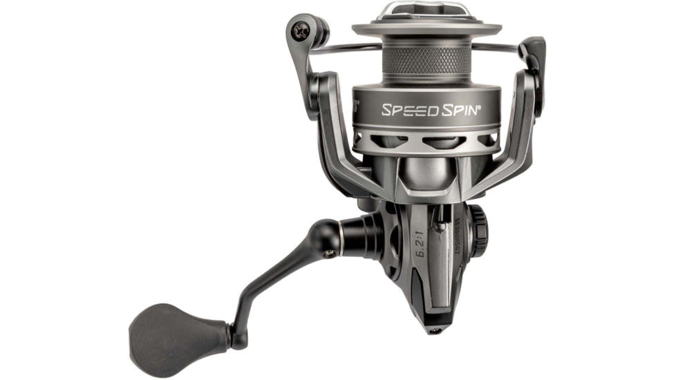Lew’s Speed Spin Spinning Reel, SZ 400 Reel, 9+1 Bearings, 6.2-1 Ratio, Graphite Frame and Sideplate, Solid Brass Speed Gears, Speed Lube, Multi-Disc Drag, Gray, SS400HSG2