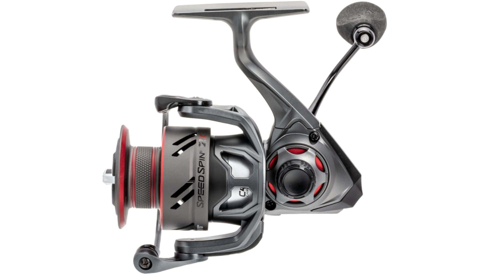 Lew’s Speed Spin CRX Spinning Reel, SZ 75 Reel, 8+1 Bearings, 5.2-1 Ratio, Graphite Frame and Sideplate, Solid Brass Speed Gears, Speed Lube, Multi-Disc Drag, Gray/Red, SSC75HS