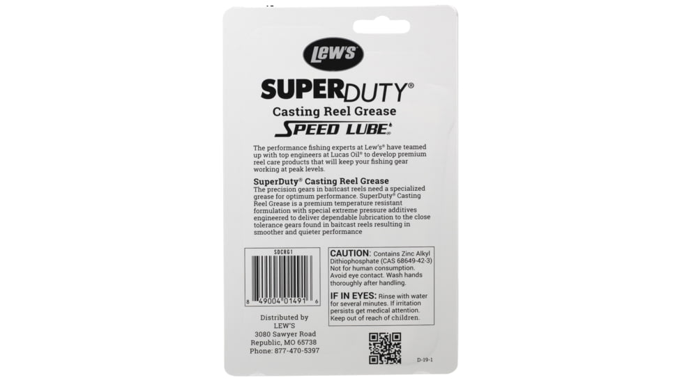 Lew’s Super Duty Casting Reel Grease, Custom Blended, Temperature Resistant, 1oz Tube, SDCRG1