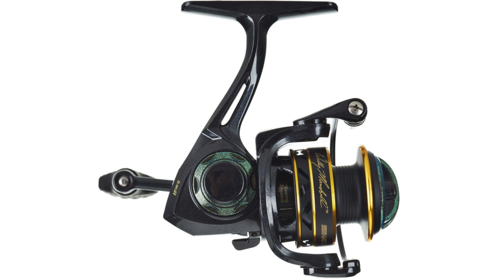 Lew’s Wally Marshall Signature Series Spinning Reel, SZ 100 Reel, 5+1 Bearings, 5.1-1 Ratio, Graphite Frame and Rotor, Interchangeable Retrieve, Green/Gold, WSP100G3