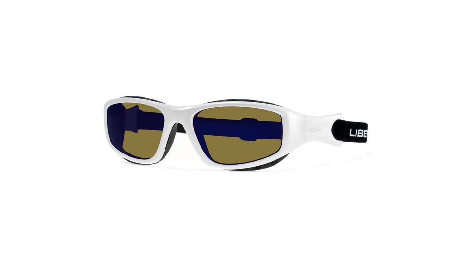 Liberty Sport Suns SNOWBLAZER 2Protective Eyewear Shiny Pearl White Frame,Amber w blue flash Lens, Unisex SNOW2SPWH5919SCL