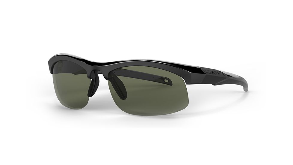 Liberty Sport Suns IT-20 A Protective Eyewear Shiny Black Frame,Grey/Green w. silver flash Lens, Unisex IT20-ASHBK6220135FP
