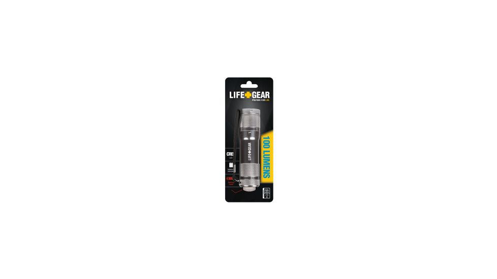 Life Gear 100 Lumen Mini Max Tactical Flashlight, Silver LG09-10118-MT3-Silver