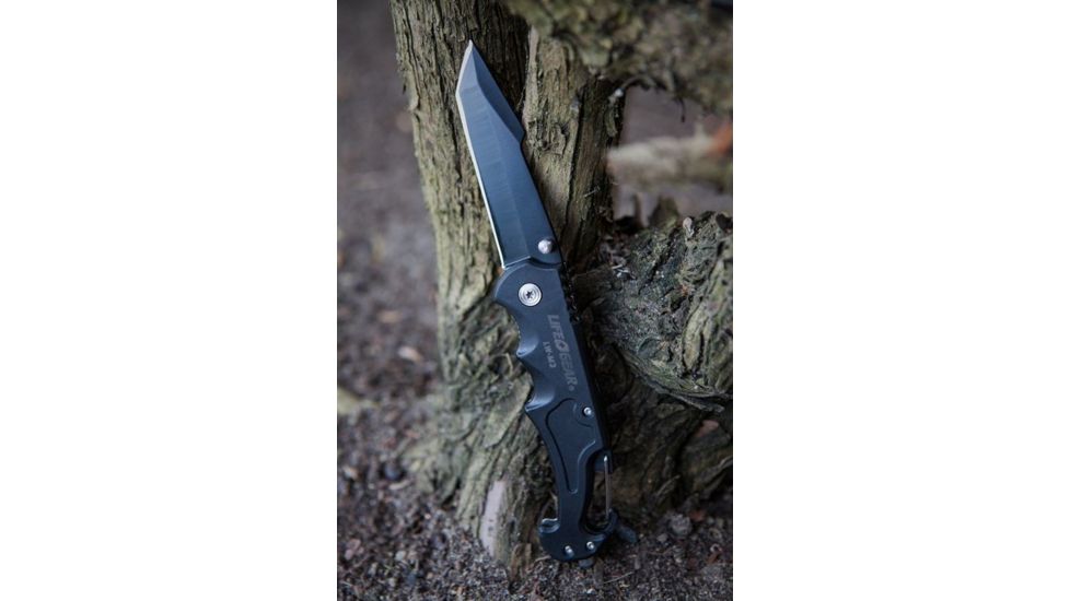 Life Gear LIGHT-WRX M3 - USB Light/Glass Breaker/Carabiner/Knife, Black BA37-60596-BLA