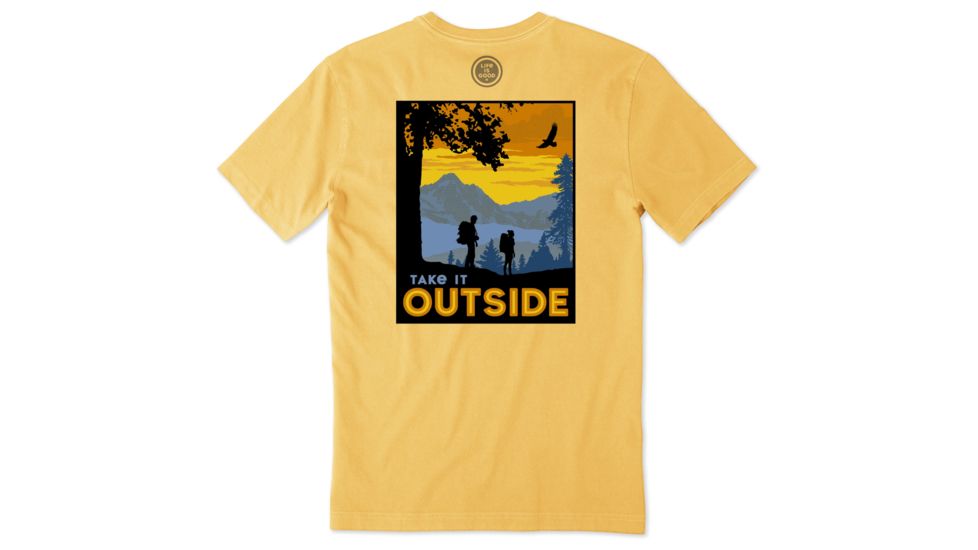 Life Is Good Crusher Tee Great Outdoor Camp T-Shirt - Mens, Baja Yellow, Large, 55434-L