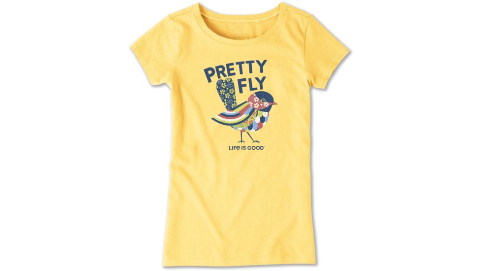 Life Is Good Crusher Tee Pretty Fly Top - Unisex, Happy Yellow, Medium, 55207-M