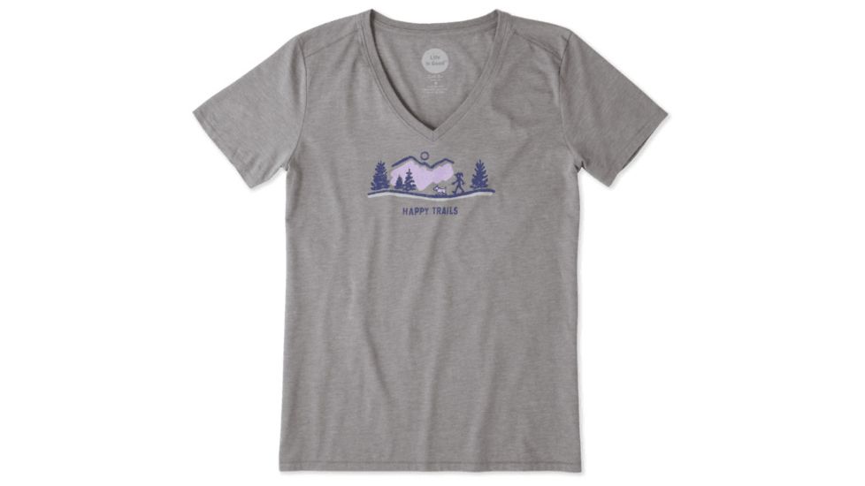 Life Is Good Happy Trails Vista Cool Tee Womens, Slate Gray, Small, 53814-S