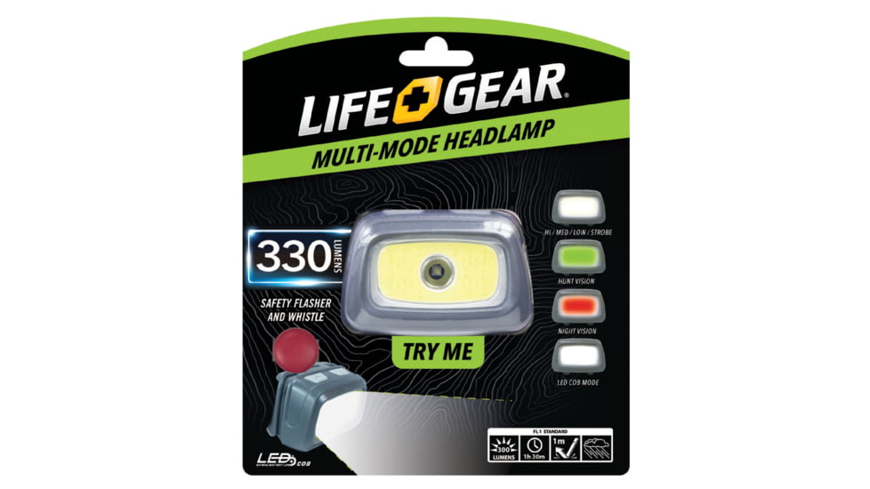 LifeGear 41-3912 330 Lumen Adventure Headlamp, 41-3912