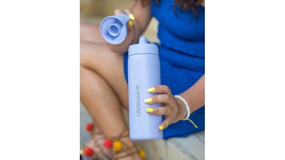 LifeStraw Go Stainless Steel 18oz Water Bottle w/Filter, Aegean Sea, LGV418ASWW