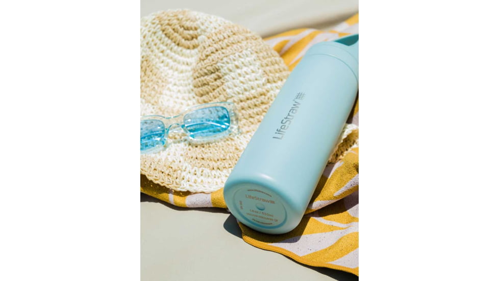 LifeStraw Go Stainless Steel 18oz Water Bottle w/Filter, Aegean Sea, LGV418ASWW