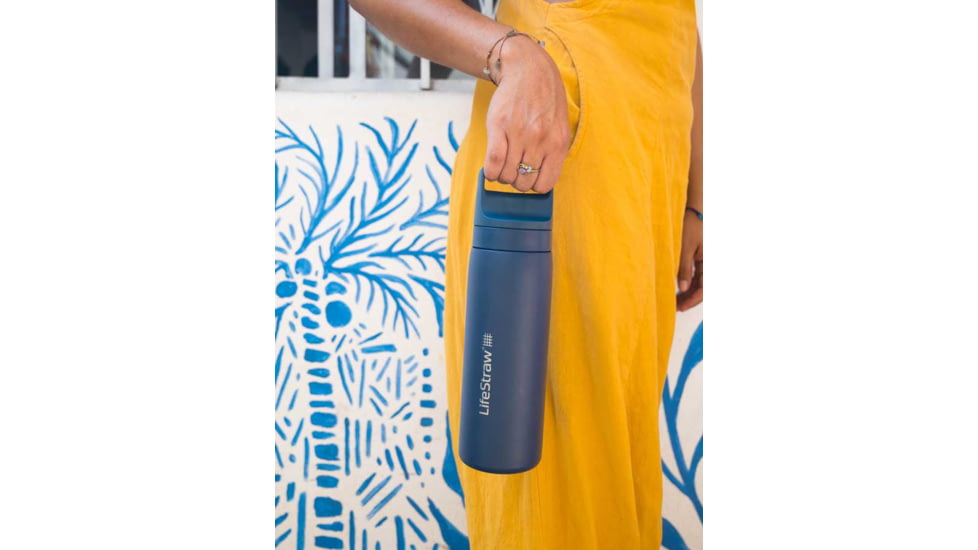 LifeStraw Go Stainless Steel 18oz Water Bottle w/Filter, Aegean Sea, LGV418ASWW