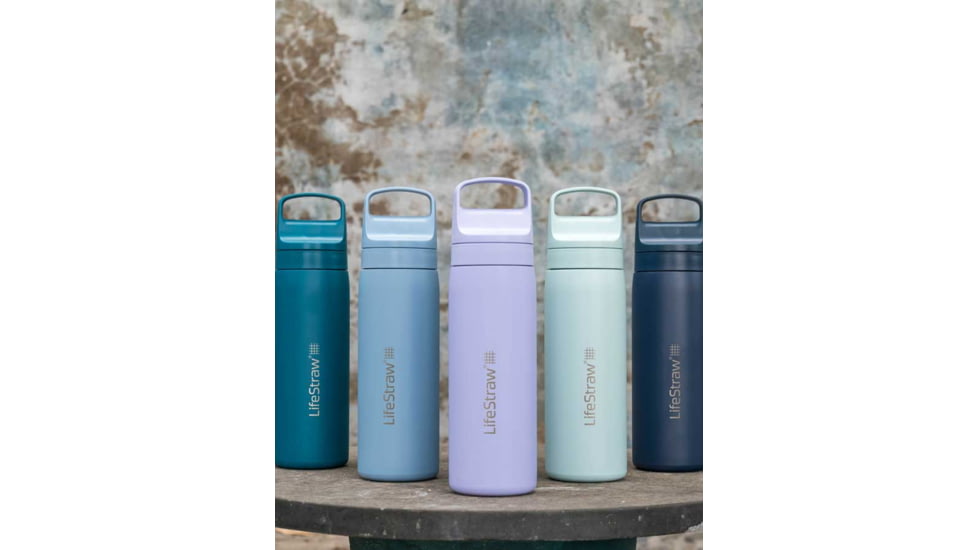LifeStraw Go Stainless Steel 18oz Water Bottle w/Filter, Aegean Sea, LGV418ASWW