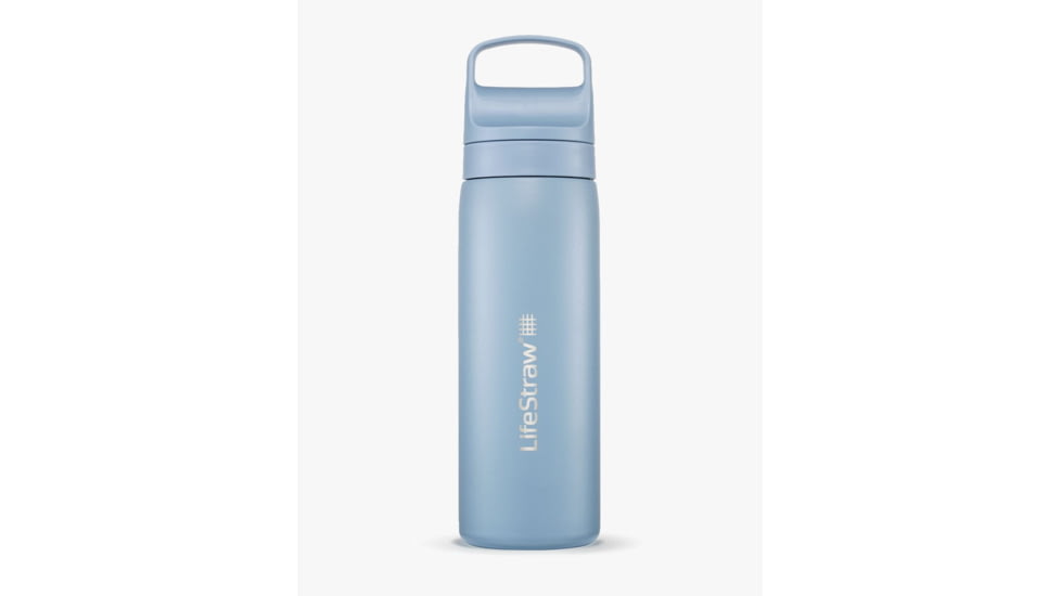 LifeStraw Go Stainless Steel 18oz Water Bottle w/Filter, Icelandic Blue, LGV418IBWW
