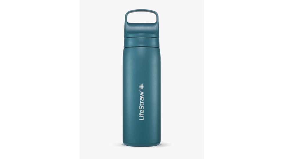 LifeStraw Go Stainless Steel 18oz Water Bottle w/Filter, Laguna Teal, LGV418TLWW