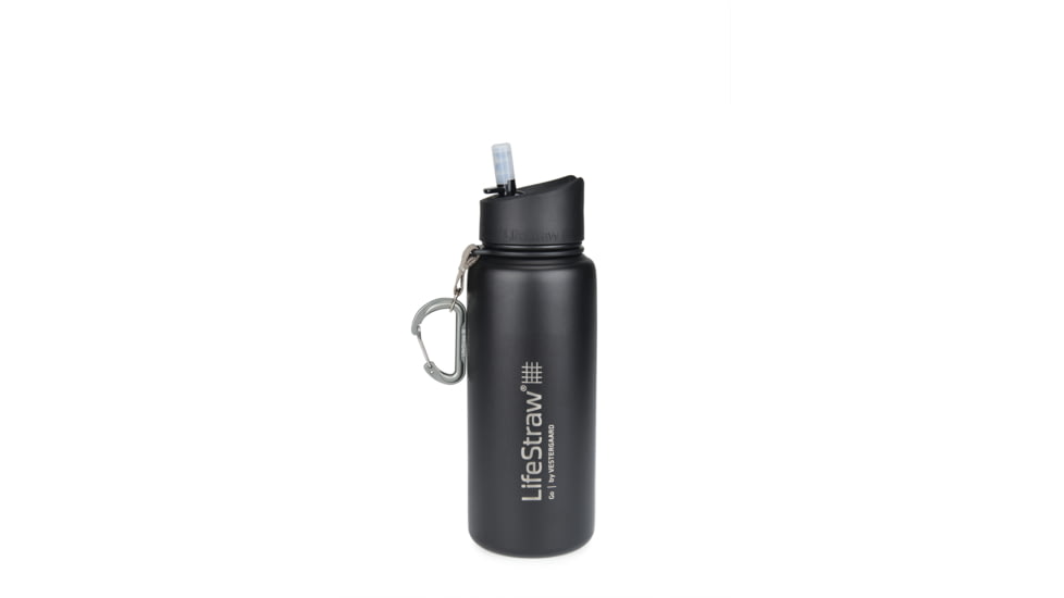 LifeStraw Go Stainless Steel Water Filter Bottle, Black, One Size, LSGOSSBK01
