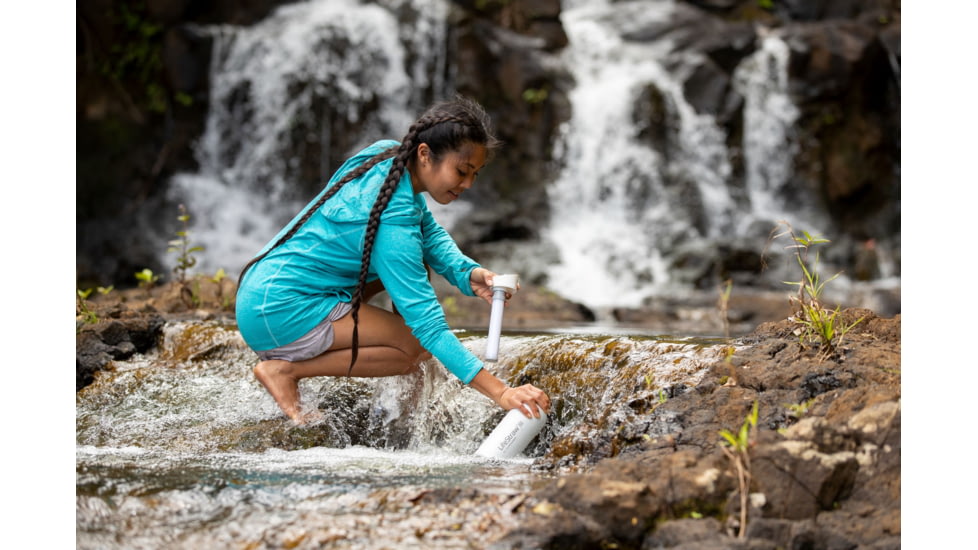 LifeStraw Go Stainless Steel Water Filter Bottle, White, One Size, LSGOSSWH01