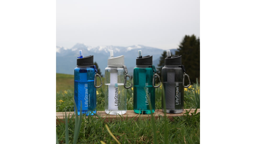 LifeStraw Go Water Bottle w/Filter Tritan Renew, Gray, 1 liter, LGOTR1LGR09