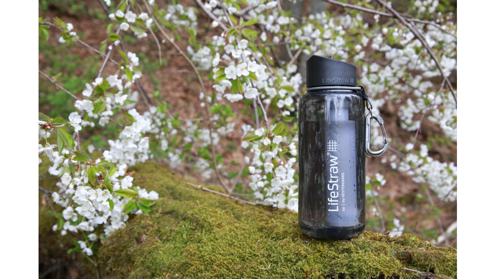 LifeStraw Go Water Bottle w/Filter Tritan Renew, Gray, 1 liter, LGOTR1LGR09