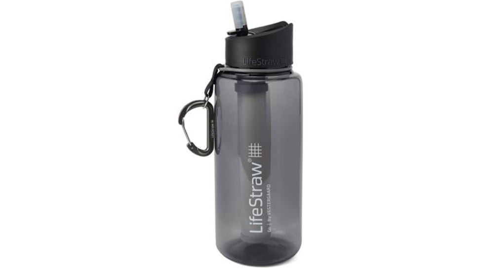 LifeStraw Go Water Bottle w/Filter Tritan Renew, Gray, 1 liter, LGOTR1LGR09