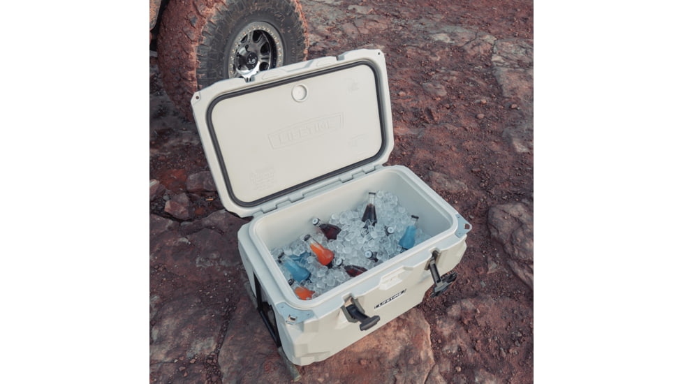 Lifetime Products 65 Quart High Performance Cooler w/ Wheels, Pumice/Green, 91179