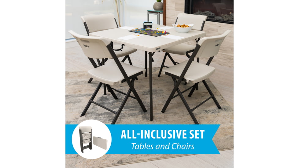Lifetime Products 37-Inch Fold-In-Half Table and 4 Chairs Set