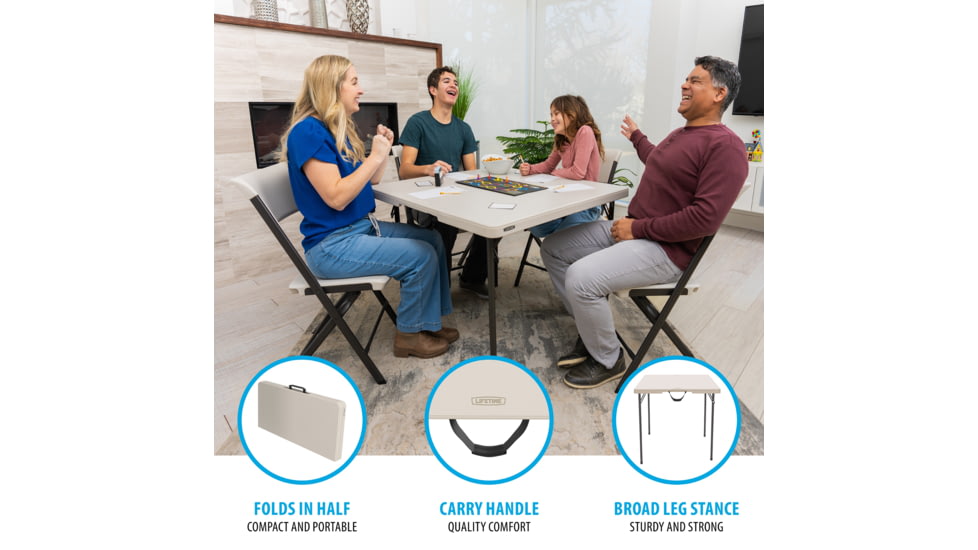Lifetime Products 37-Inch Fold-In-Half Table and 4 Chairs Set