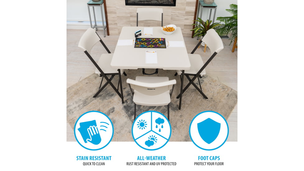 Lifetime Products 37-Inch Fold-In-Half Table and 4 Chairs Set
