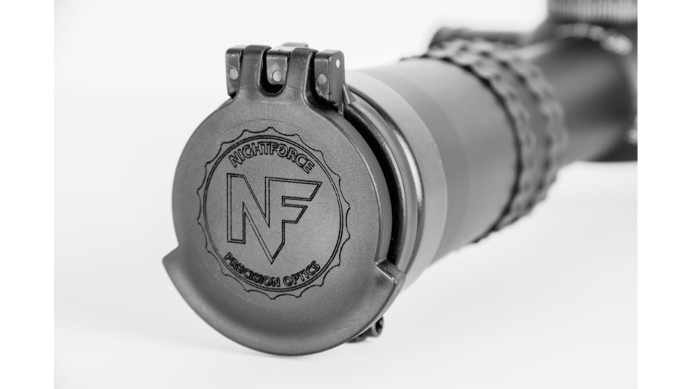 Open Box, Dealer Demo, NightForce ATACR 8x Rifle Scope Objective Flip-Up Lens Cap, Black, Full-Size, A475